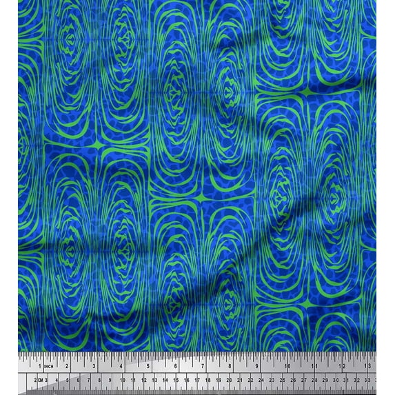 Soimoi Blue Japan Crepe Satin Fabric Leopard & Wild Animal Skin Print Fabric by The Yard 42 Inch Wide