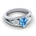 thumbnail image 3 of 2.00 Carat Pear Cut Blue Topaz Gemstone & Natural Diamond Stunning Engagement Ring for Women Solid 18K White Gold Size 7 by Diamond Capitals, 3 of 8