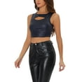 thumbnail image 4 of INSPIRE CHIC Women's Tank Tops Sleeveless Cut Out Clubwear Shiny Metallic Crop Tops M Dark Blue Matt, 4 of 6