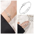 thumbnail image 3 of Pulsera Push Pull Pulsera ajustable de plata con diseño de doble corazón para mujer y niña, 3 of 8