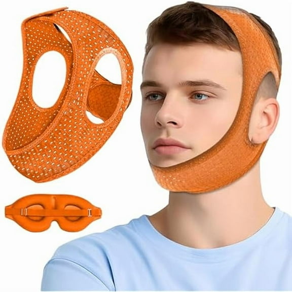 USBSO Chin Strap for Sleeping, Anti Snoring Devices Comfortable Effective Stop Snoring Solution, Snore Stopper Breathable, Anti Snore Chin Strap Adjustable Velcro, with Eye Mask, Black