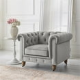 thumbnail image 2 of Londynn Club Chair Gray Velvet 42L x 33.5W x 30.3H Button Tufted Rolled Arm, 2 of 8