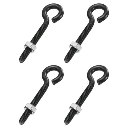 Uxcell 4 Pack Eye Bolts, M6 x 50mm 304 Stainless Steel Threaded EyeBolt Black Eye Hooks with Nut for Hanging or Securing Cables