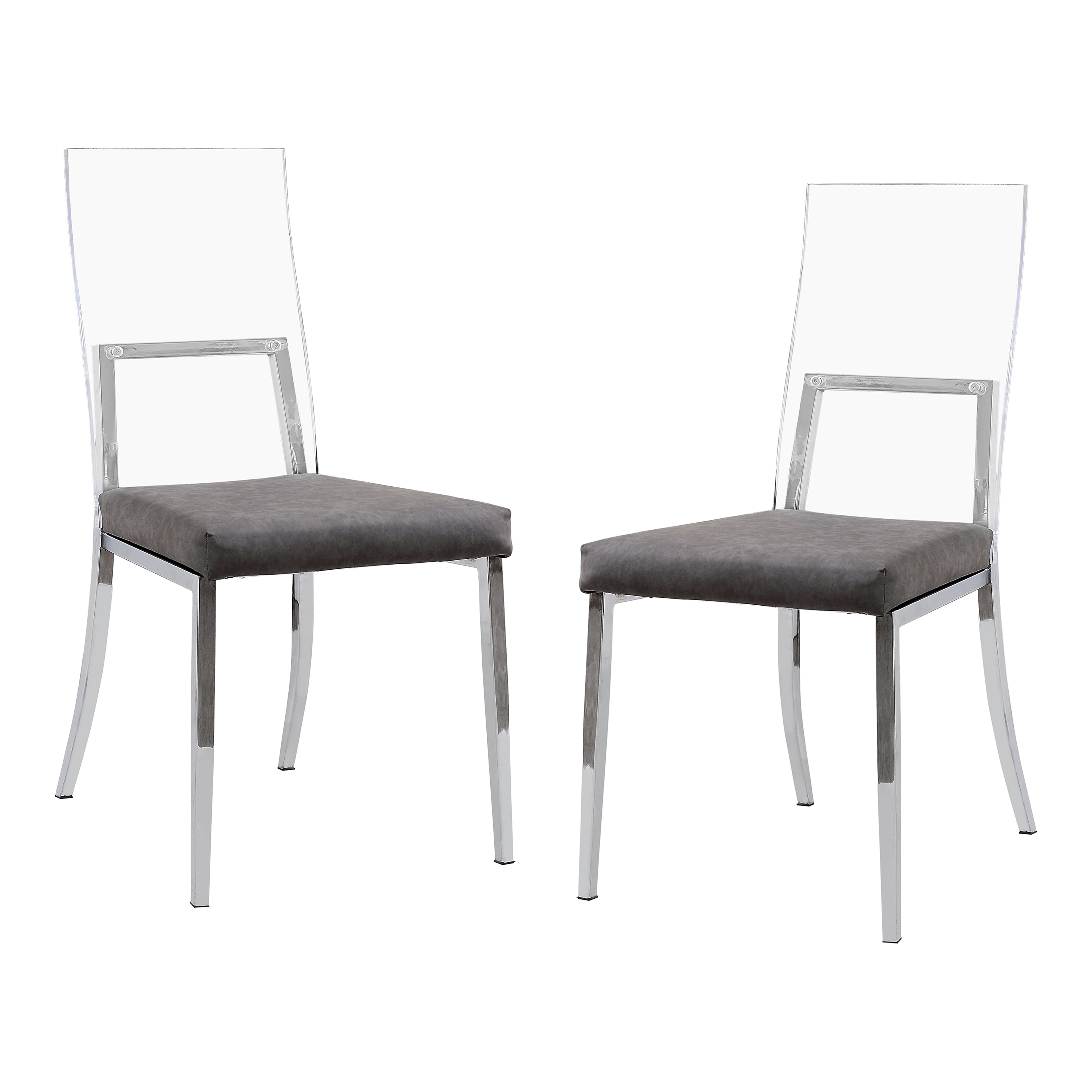 Furniture of America Santo Padded Gray Faux Leather and Chrome Side Chairs (Set of 2)