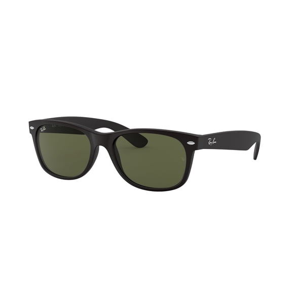 RAY-BAN RB2132F NEW WAYFARER MATTE Square Shape Sunglasses Matte Rubber Black Frame | G-15 Green Lens 58mm