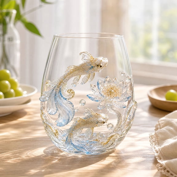15oz Animal Themed Glass Cup, Nature Inspired Large Capacity Tumbler with Exquisite Details for Daily Drinks.