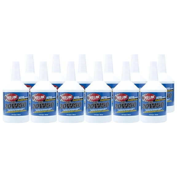 Red Line 12504 SAE 20W50 Fully Synthetic Motor Oil - 1 Quart (12 Pack)