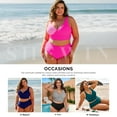 thumbnail image 6 of SHEWIN Women Plus Size Bikini Sets Two Piece Tummy Control Swimsuits V Neck Color Block High Waisted Bathing Suits Bright Pink 3X, 6 of 9