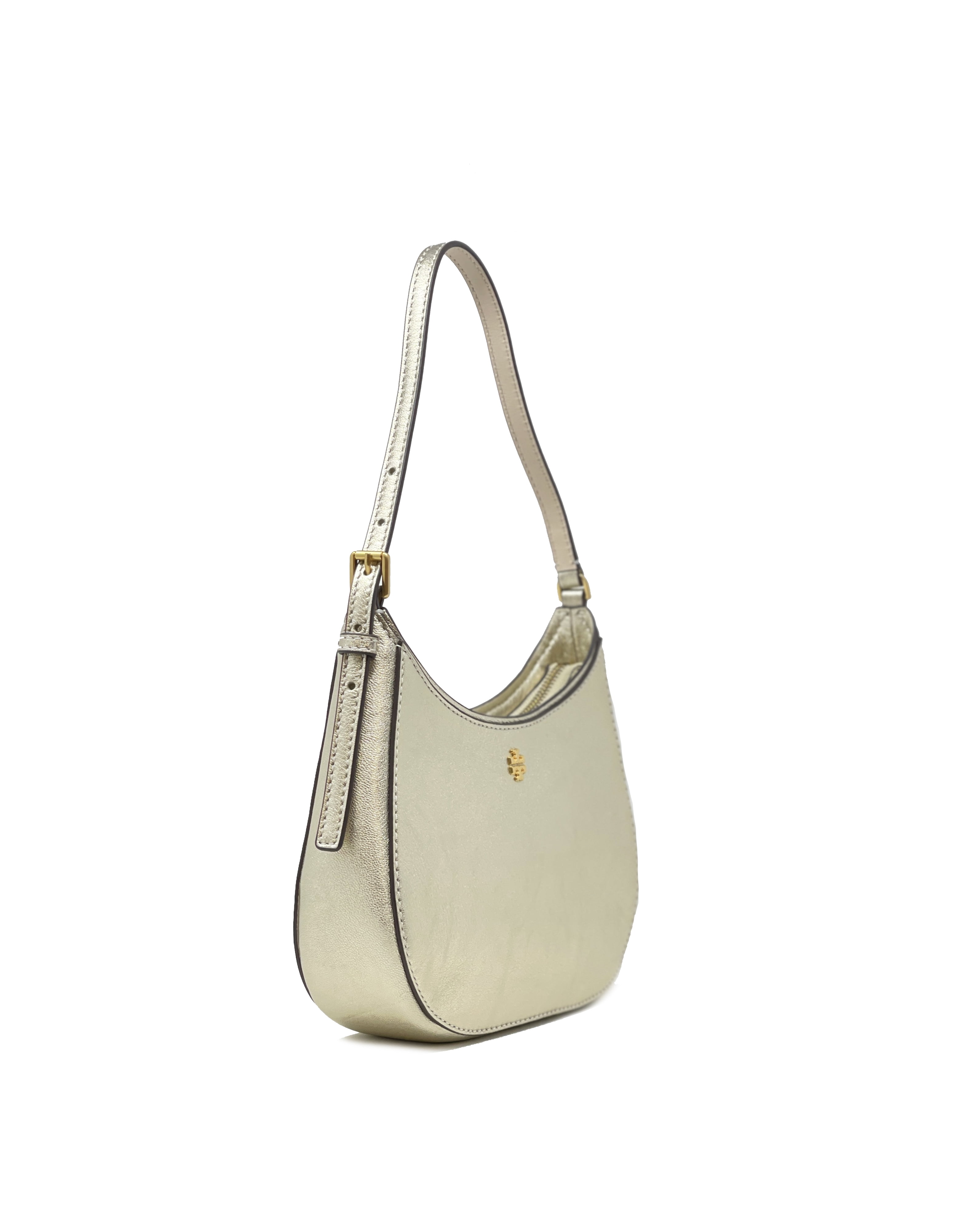 Tory Burch Emerson Metallic Small Zip Shoulder Bag (White