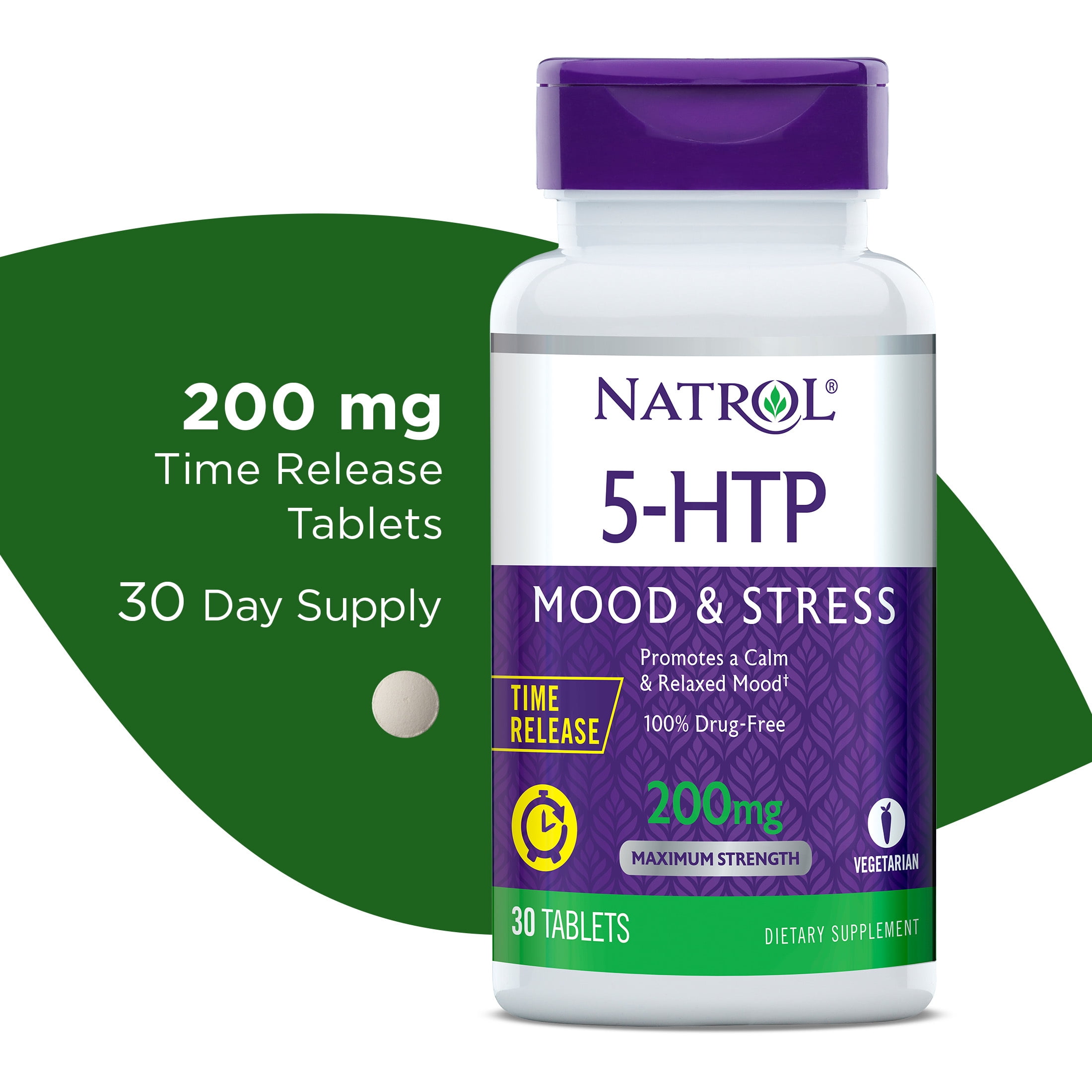Natrol® 5HTP Time Release Tablets, Promotes a Calm Relaxed Mood, 200mg, 30 Tablets