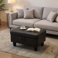 thumbnail image 6 of Classic Button-Tufted Black Faux Leather 28-Inch Rectangular Storage Ottoman for Entryway, Living Room & Bedroom, 1-Pack, 6 of 7