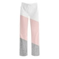 thumbnail image 7 of Wide Leg Lounge Pants for Women Color Block Drawstring Elastic Waist Loose Fashion Comfy Casual Pants (M, Pink), 7 of 7