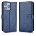 thumbnail image 7 of For iPhone 11 Pro Phone Case Full Coverage Dustproof Anti-Scratch Anti-Fingerprint Kickstand Card Slots Wave-dot Pattern Design Convenient Wrist Strap PU Leather Luxury Wallet Cover,Blue, 7 of 7