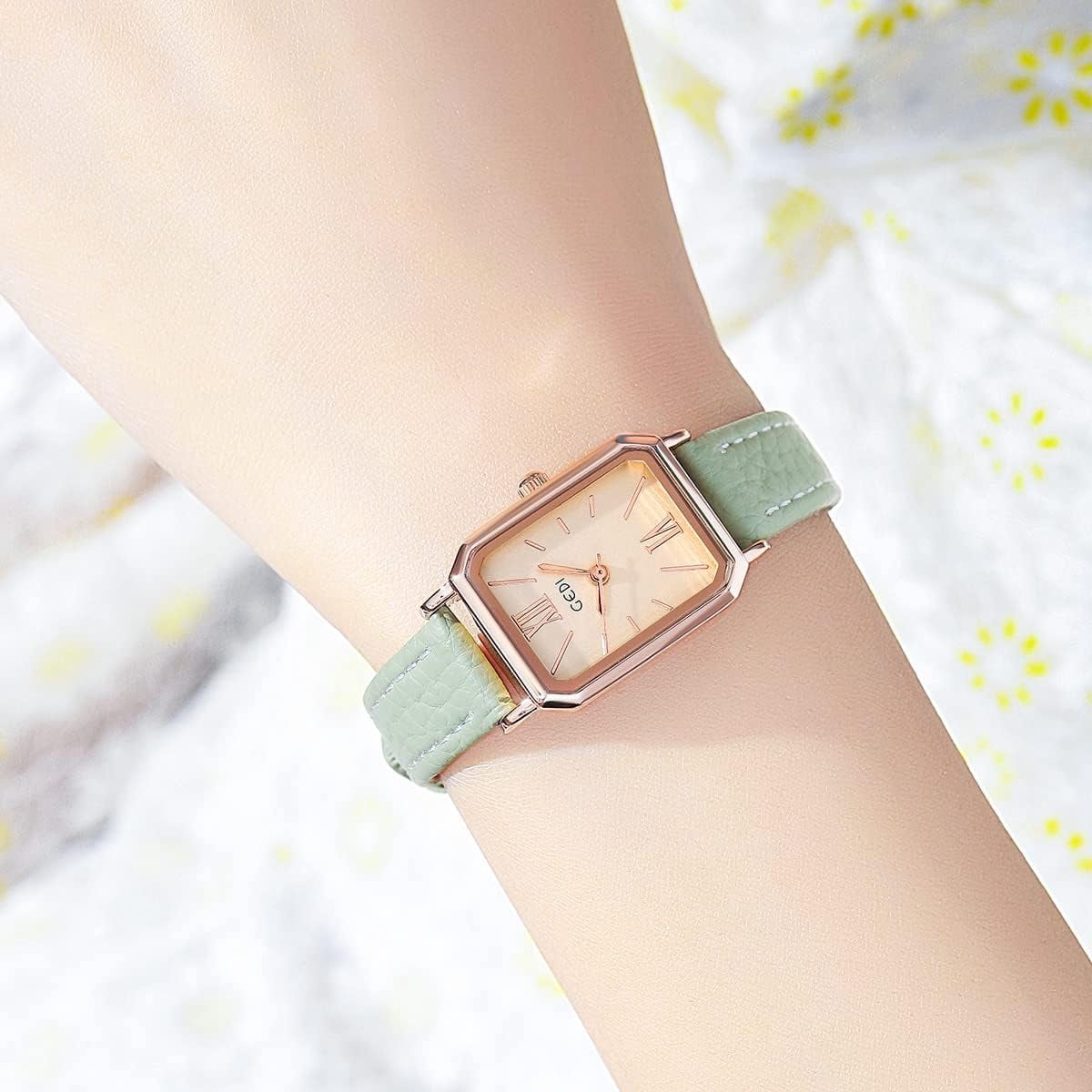 Mini Ultra Thin Square Quartz Watch with Leather Strap 30M Water Resistant high quality scottie women main image 4