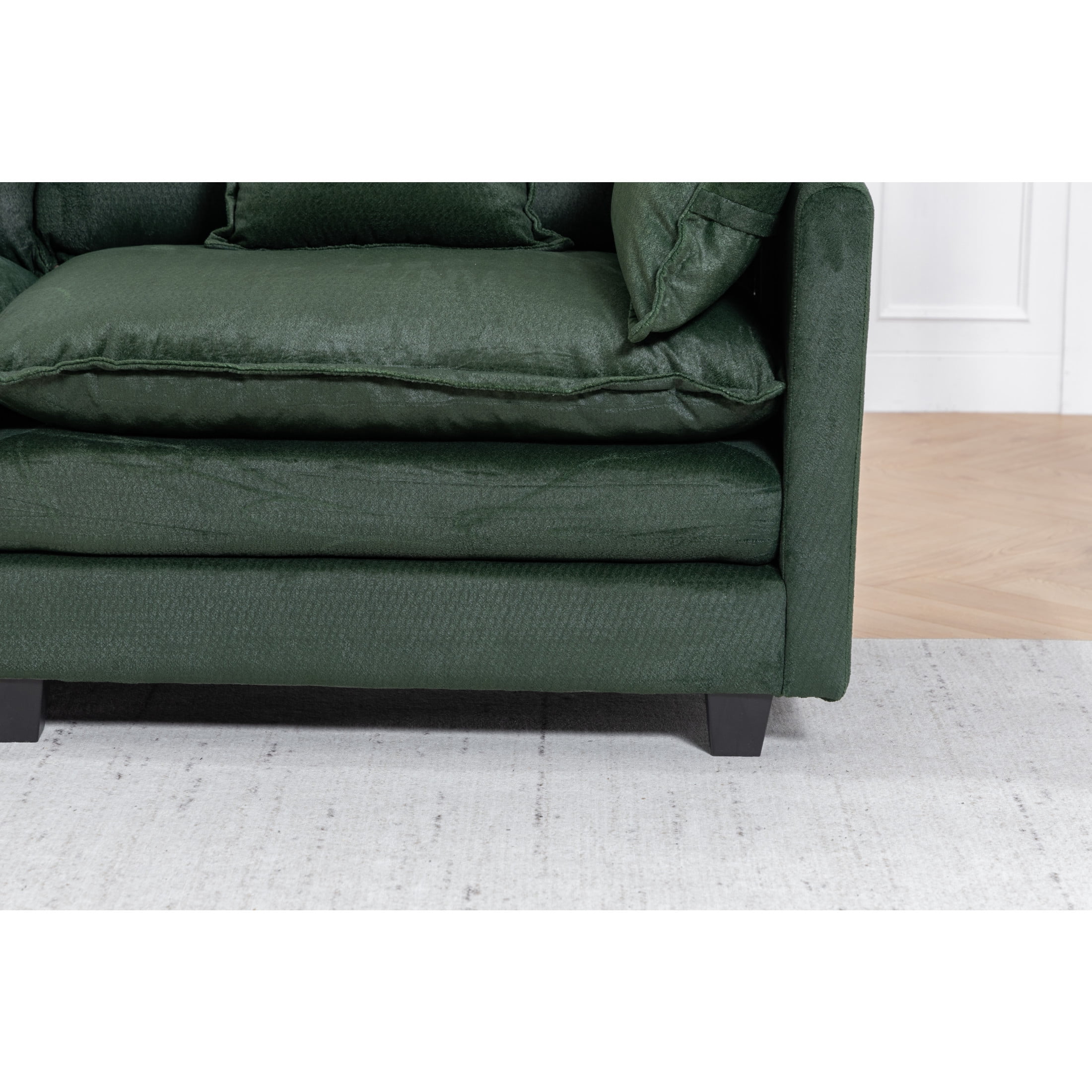 GDF Studio Udolf 149.61" Modern 4-Seat Modular Sectional Sofa with Ottomans and Pillows, Chaise Lounge for Living Room, Green