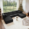 thumbnail image 4 of LUXAPA 140"Corduroy Sectional Sofa for Living Room, Comfy Cloud Couch with Movable Ottomans, Black, 4 of 8