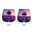thumbnail image 3 of Balery Lavender Field Sunset Pantalones cortos deportivos para mujer con forro y dos bolsillos, elásticos, para entrenamiento, gimnasio, yoga-Medium, 3 of 7