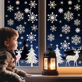 relayinert Autocollants Statiques de Fenêtre de Noël Dessin Animé Festival de Noël Vacances Hôtel Cuisine Chambre Décoration en Verre Miroir