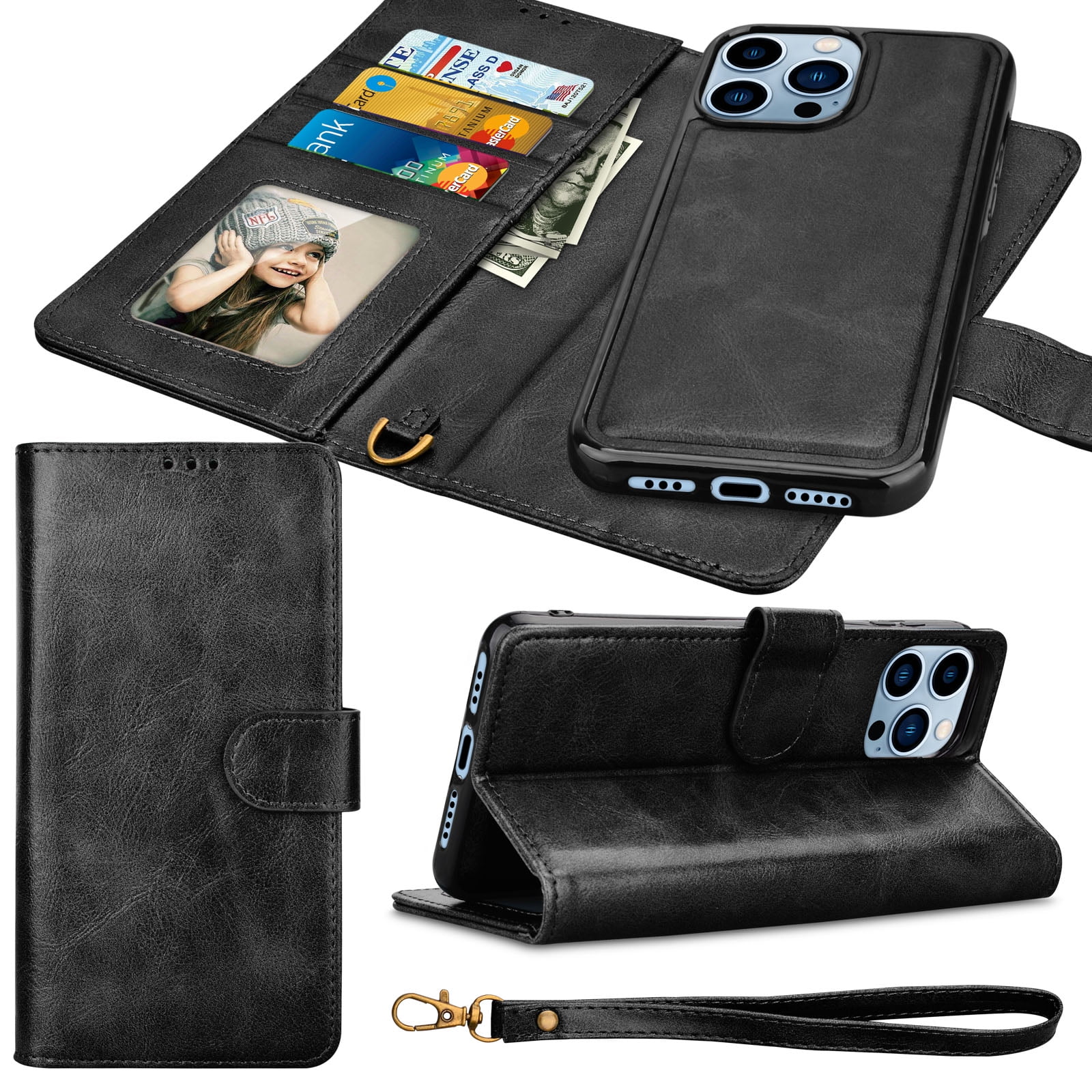 Huawei P smart Wallet Case Schwarz GOGME Premium PU Leather Wallet Cover with Magnetic Closure and Card Slots 