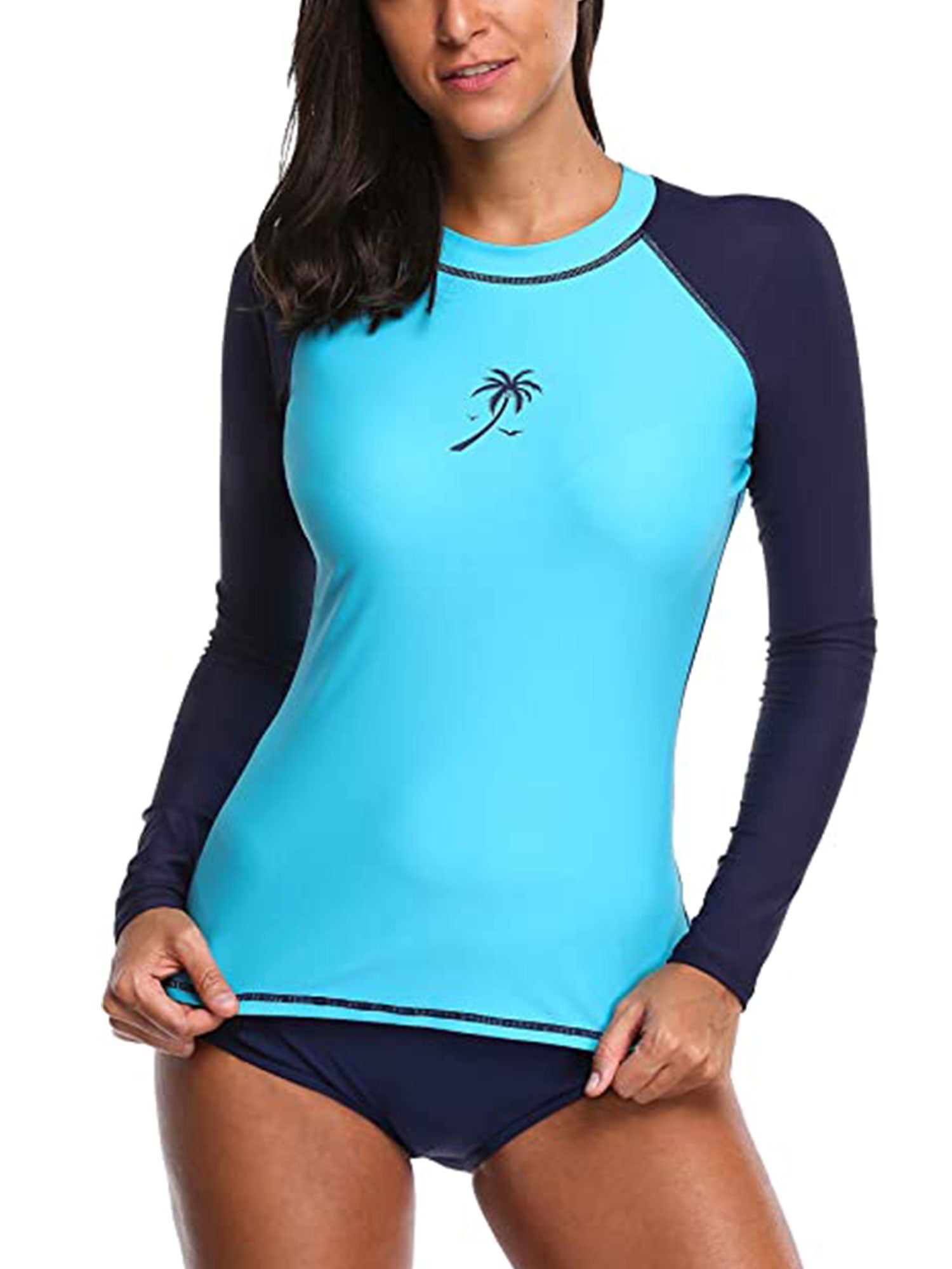 Women Scuba Swimming Shirt UV Sun Protection Long Sleeve Rash Guards Lycra Top 
