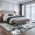 thumbnail image 4 of Modern Abstract Area Rug 5x7 Living Room Carpet Machine Washable Rug Non Slip Bedroom Carpet Dorm Rugs Nursery Rug Stain Resistance Mat for Dining Room Wool Indoor Rug Gray Black Blue, 4 of 7