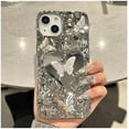 thumbnail image 3 of Cute Butterfly Water Ripple Plating Mirror Phone Case Compatible with iPhone Case (Silver,iPhone 13 Pro Max), 3 of 6