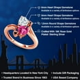 thumbnail image 2 of Gem Stone King 18K Rose Gold Plated Silver White Moissanite Pink Created Sapphire and Black Diamond Ring for Women (1.63 Cttw, Heart Shape 6MM, Gemstone Birthstone, Size 7), 2 of 6