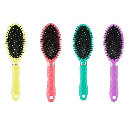Tourmaline Hair Brushes - Conair Tourmaline Tropics Detangle and Style Cushion Hair Brush with Comfort Grip 4 Pack Set (4 Pack)