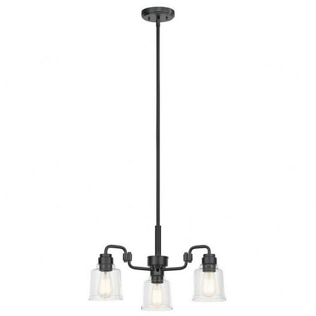 3 Light Small Chandelier in Vintage Industrial Style-12.5 inches Tall and 22.75 inches Wide-Black Finish Bailey Street Home 147-Bel-4792772