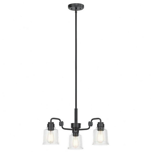 3 Light Small Chandelier in Vintage Industrial Style-12.5 inches Tall and 22.75 inches Wide-Black Finish Bailey Street Home 147-Bel-4792772