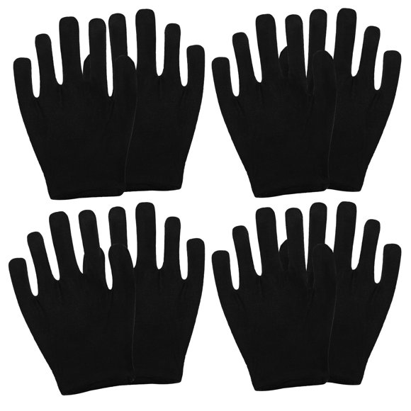 FRCOLOR 12 Pairs Cotton Gloves Cosmetic Moisturizing Gloves Coin Jewelry Inspection Gloves Stretchable Lining Gloves Size L (Black)