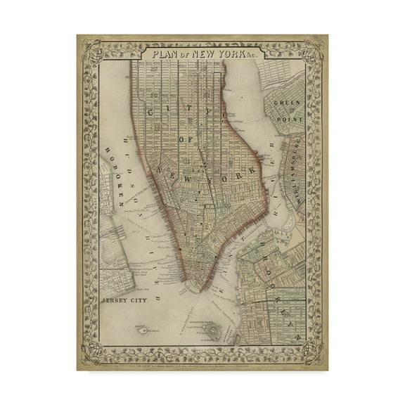 Trademark Fine Art 'Plan of New York' Canvas Art by Mitchell