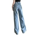 thumbnail image 3 of QIUOMBBP Wide Leg Jeans for Women High Waisted Loose Ripped Boyfriend Jeans Y2K Stretch Denim Pants, Blue, M, 3 of 5