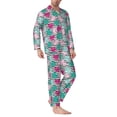 thumbnail image 2 of Naloa Tropical Leaves Men’s Pajamas Set - Long Sleeve Button Down Sleep Shirt and Pajama Bottoms Sleepwear Set-XX-Large, 2 of 7