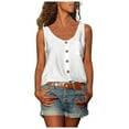 thumbnail image 2 of MRULIC tank top for women Women Button Down Tank Tops Scoop Neck Sleeveless T Shirts Blouses Loose Pocket Womens tank tops White + M, 2 of 5