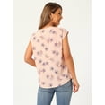 thumbnail image 4 of DARING DIVA Women's Floral Shirt V Neck Cap Sleeve Smocked Shoulder Tops S Pink, 4 of 6