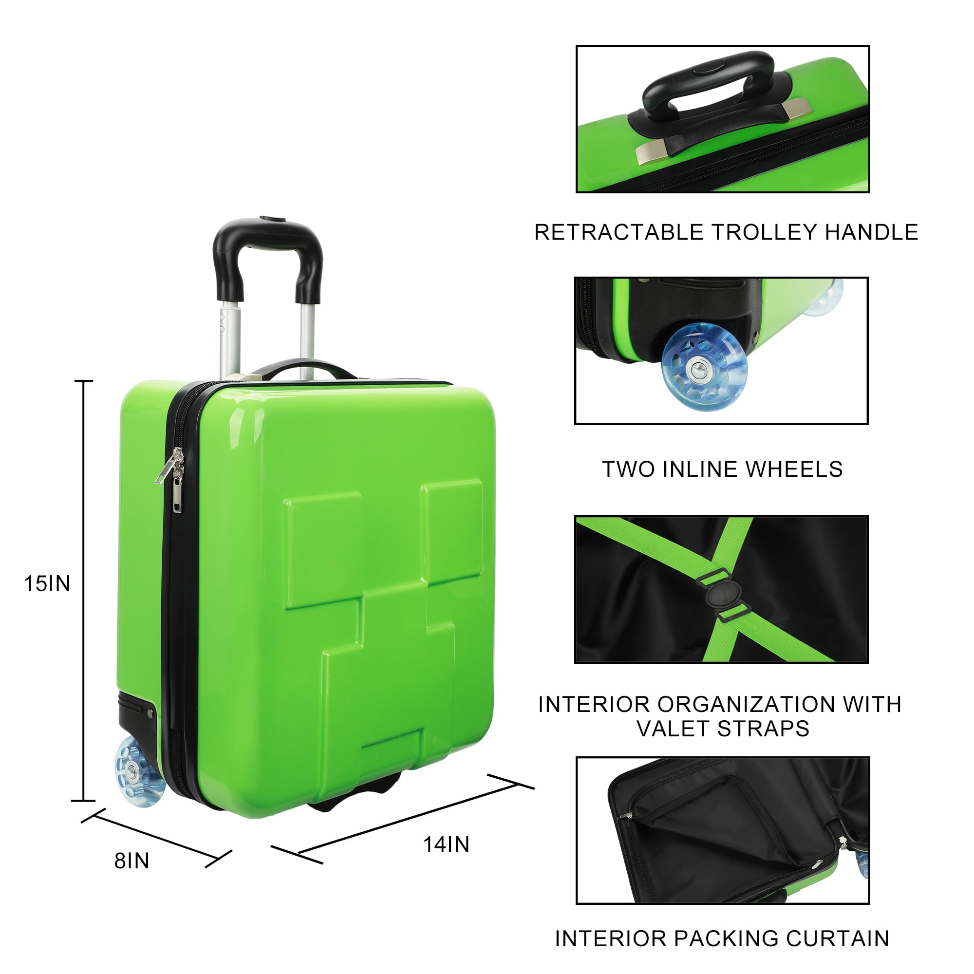 Minecraft Creeper 15" Molded Hardside Adult Carry-On Luggage