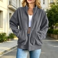 thumbnail image 3 of Perfectbot Women's Corduroy Stand Collar Jacket Full Zip Casual Long Sleeve Warm Fall Outerwear, 3 of 7