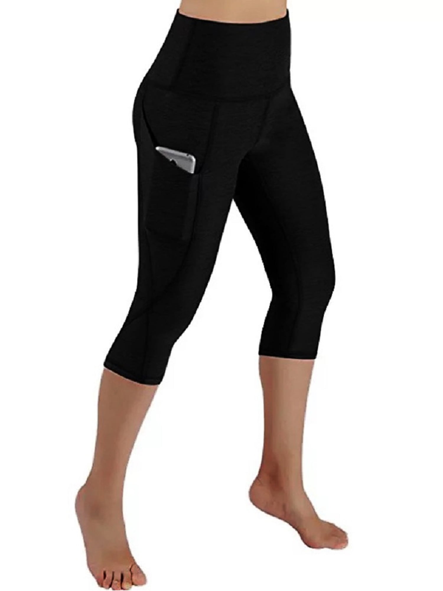 Women Gym Yoga Workout Fitness Active Compression Capri Leggings Pants Pockets 