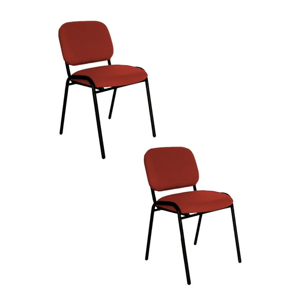 Offiho, Set de 2 Sillas de Visita para Oficina, Consultorio, Salas de Espera, Tapiz en Color Vino