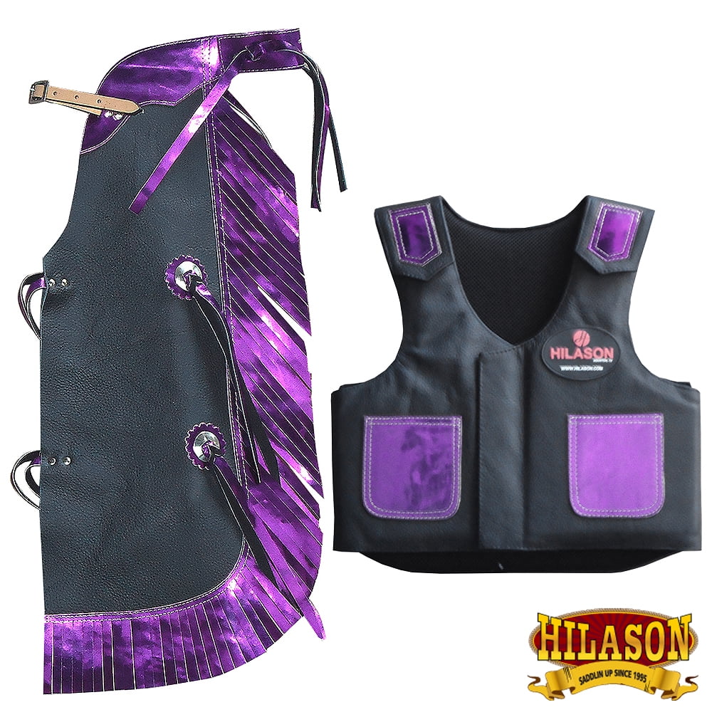 Bull Riding Vest Hilason Junior Youth Bull Pro Rodeo Leather Chaps