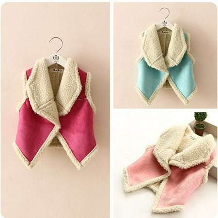 Pinstripe Wool Vest - Kacakid Girl Autumn Winter Fur Woolen Warmer Vest