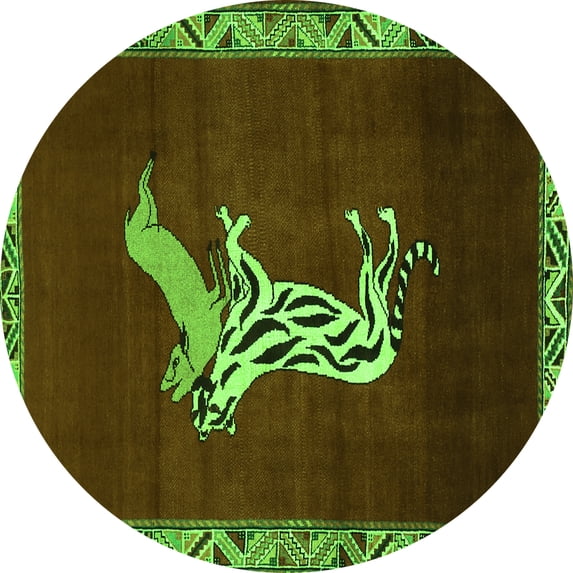 Ahgly Company Indoor Round Animal Green Traditional Area Rugs, 5' Round