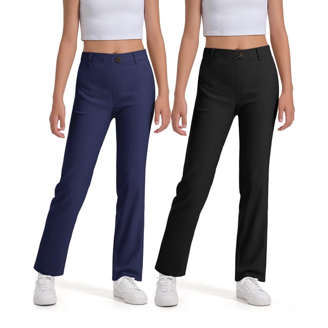 Pantalones de uniforme NUMYEAN para niñas, muy elásticos, con bolsillos, de 11 a 12 años