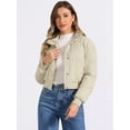 thumbnail image 2 of Unique Bargains Women's Winter Bomber Jacket Baggy Padded Cropped Coats L Beige, 2 of 6