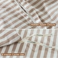 thumbnail image 3 of MooMee Striped Duvet Cover Set Queen 100% Washed Cotton Linen Like Textured Breathable 3-Piece (Orange& White Classic Stripes), 3 of 8