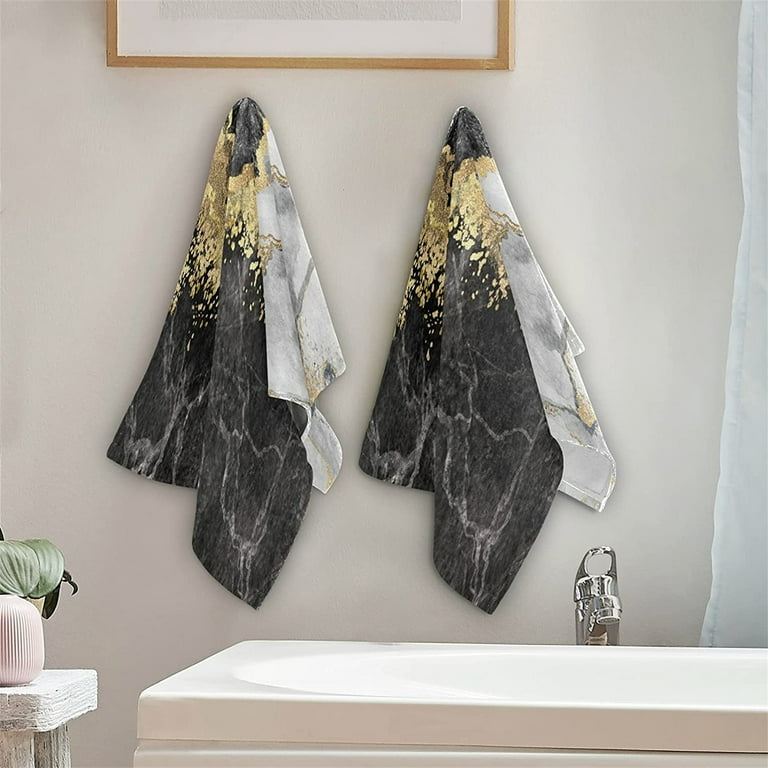 Marble Hand Towel for Bathroom Kitchen Absorbent and Gold Marble