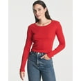 thumbnail image 2 of Real Essentials 4-Pack: Women's Long Sleeve Ribbed Knit Cotton Crew Neck Crop Top Shirt - (Available in Plus), 2 of 6