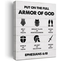 Christian Canvas Wall Art Framed Put on the Full Armor of God Bible Poster Print Canvas Painting Picture Sign Home Decoration 12"x15" Ready to Hang