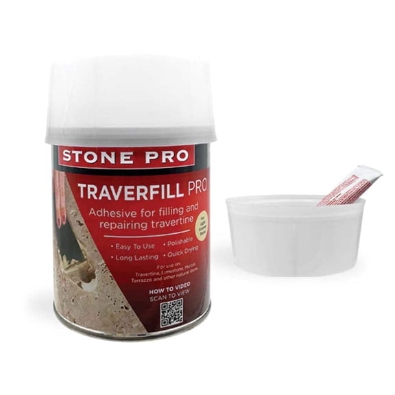 StonePro Traverfill PRO Adhesive Hardware Adhesive 1 Quart, Filling and Repairing for Travertine, Limestone, and Light Colored Stones